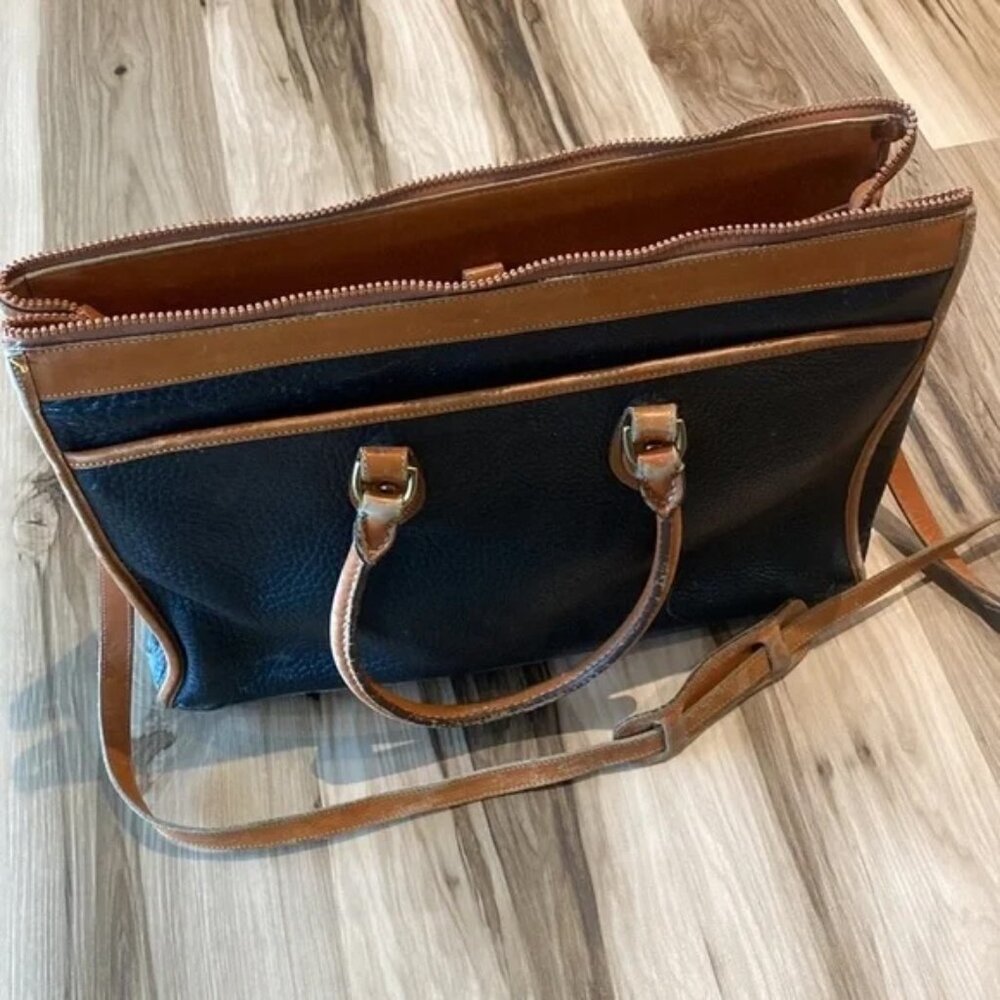 🎥 Vintage ♡ Dooney & Bourke ♡ All Weather Leather Briefcase / Messenger Bag - Picture 7 of 16